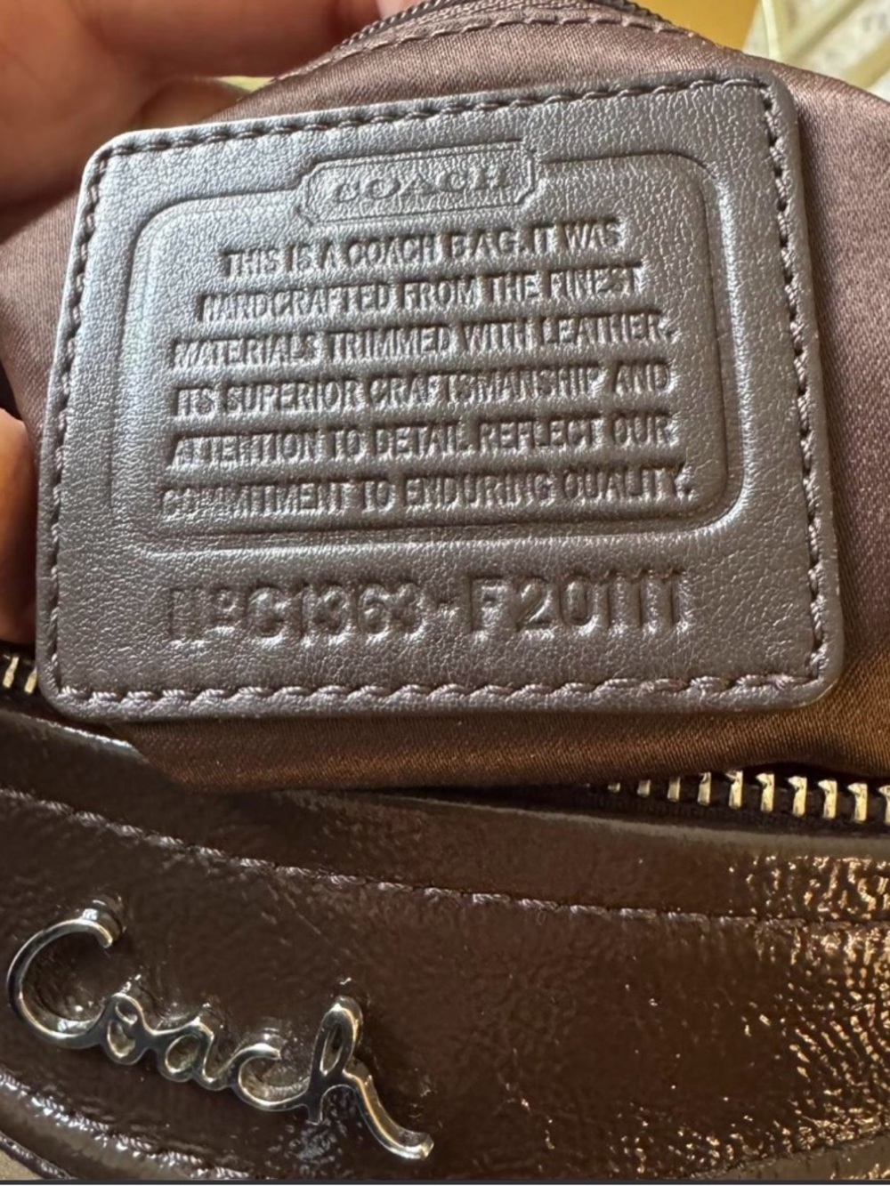 Coach Ashley Signature Hippie convertible shoulder bag in khaki and mahogany. - Picture 6 of 6